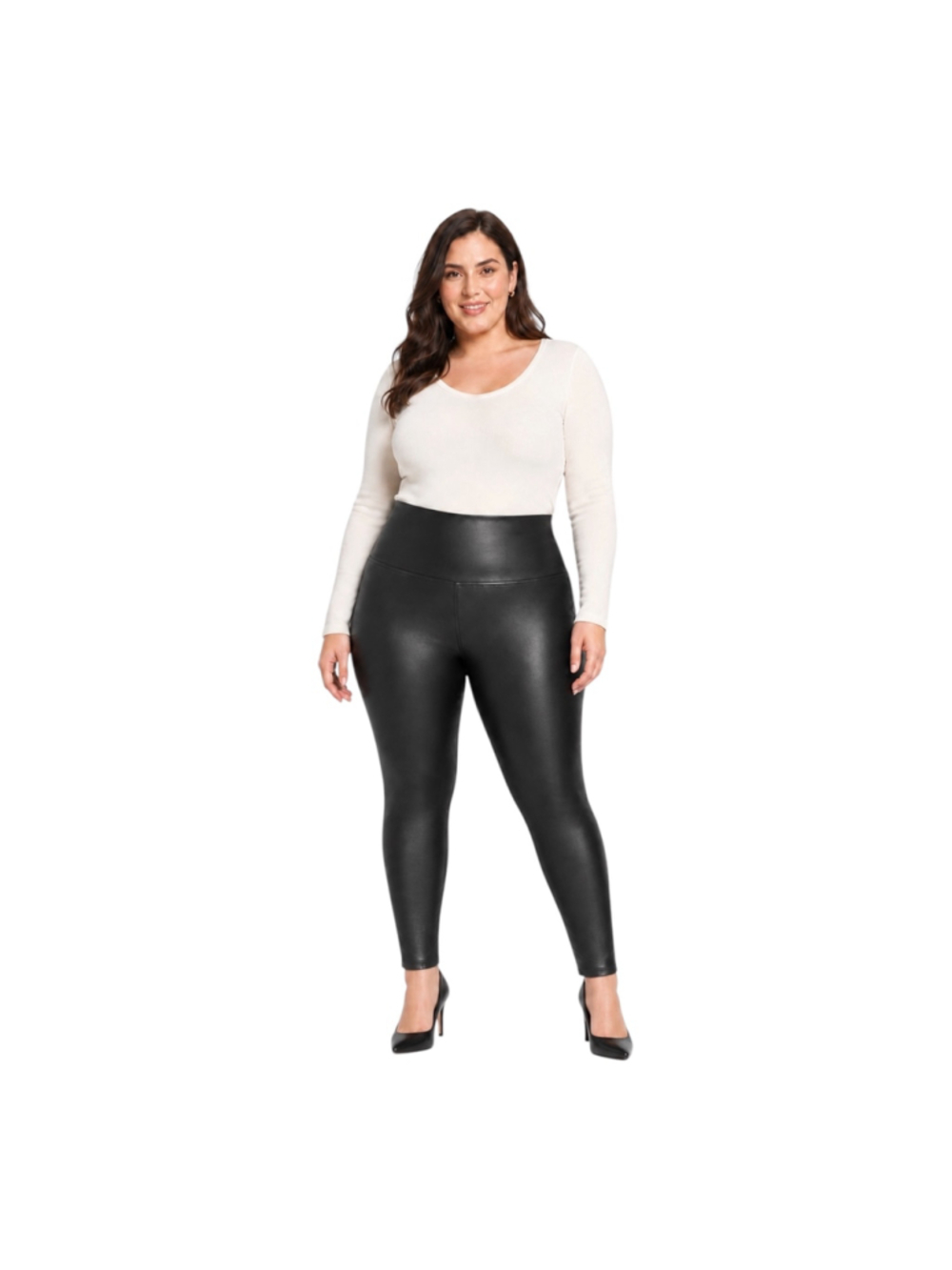 SPANX by Sara Blakely Faux Leather High-Waisted Leggings Black XL